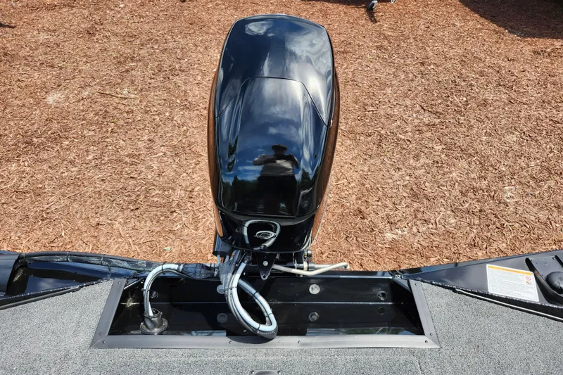 Slide: The Image of 2026 Lowe Stinger 175C boat engine, sleek black design, on a textured surface. - 40