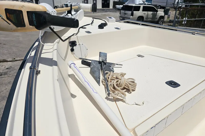 Slide: The Image of 2003 Key West 1720 Sportsman boat deck with anchor and rope. - 12