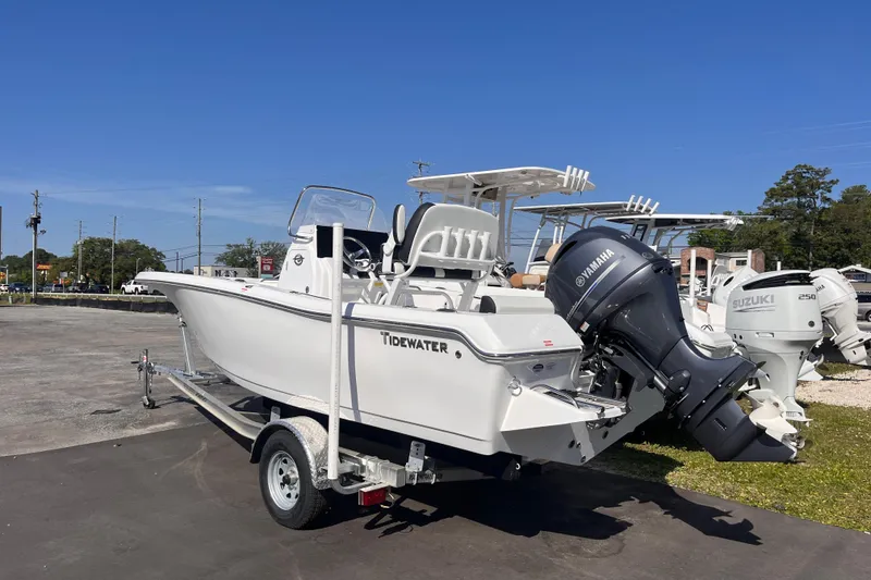 Slide: The Image of 2026 Tidewater 198 CC Adventure boat with Yamaha outboard motor. - 2