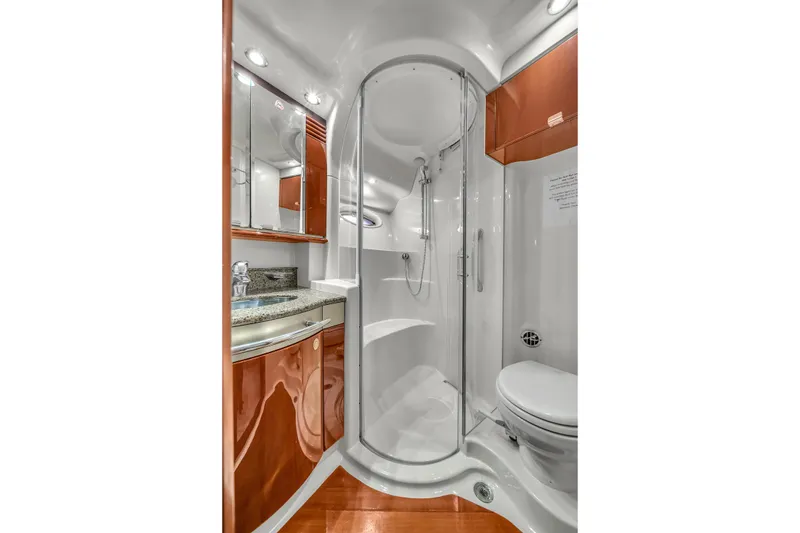 Slide: The Image of Luxurious bathroom in 2007 Sea Ray 52 Sedan Bridge yacht with modern fixtures. - 31