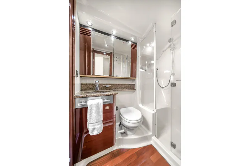 Slide: The Image of Luxurious bathroom in 2007 Sea Ray 52 Sedan Bridge yacht with modern fixtures. - 34