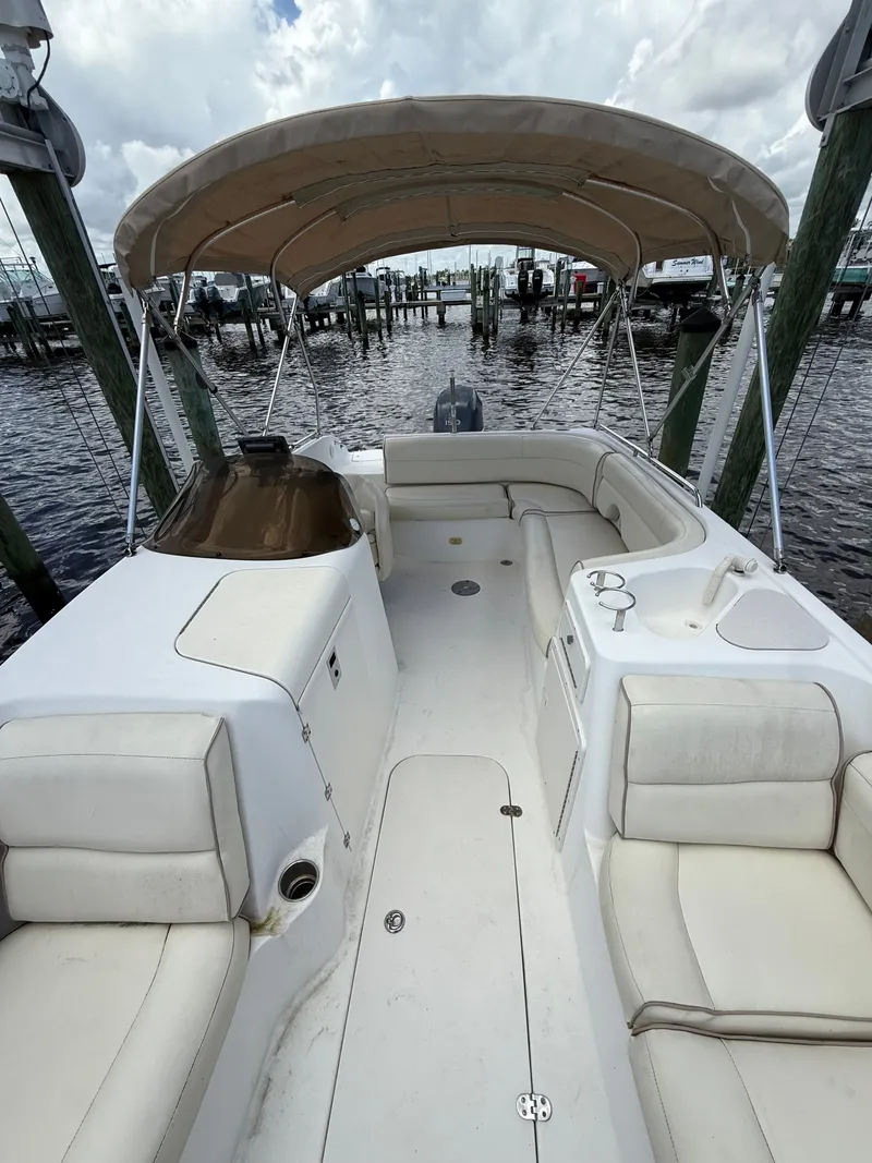 Slide: The Image of Interior view of a 2007 NauticStar 210 Sport Deck boat at dock. - 2