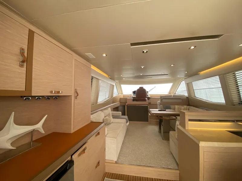 Slide: The Image of Luxurious interior of 2017 Beneteau Monte Carlo MC6 yacht with modern furnishings. - 22