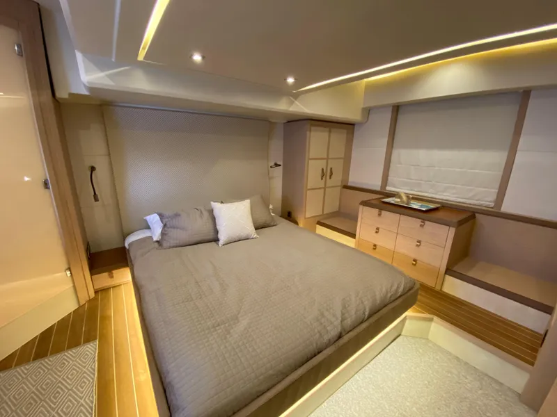 Slide: The Image of Luxurious bedroom interior of 2017 Beneteau Monte Carlo MC6 yacht with modern design. - 47