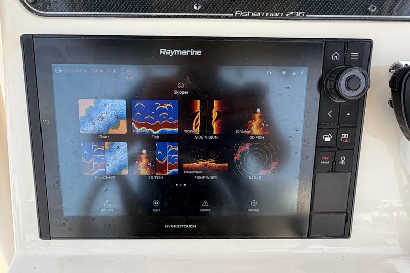Slide: The Image of Raymarine navigation display on 2018 Grady-White Fisherman 236 boat dashboard. - 20