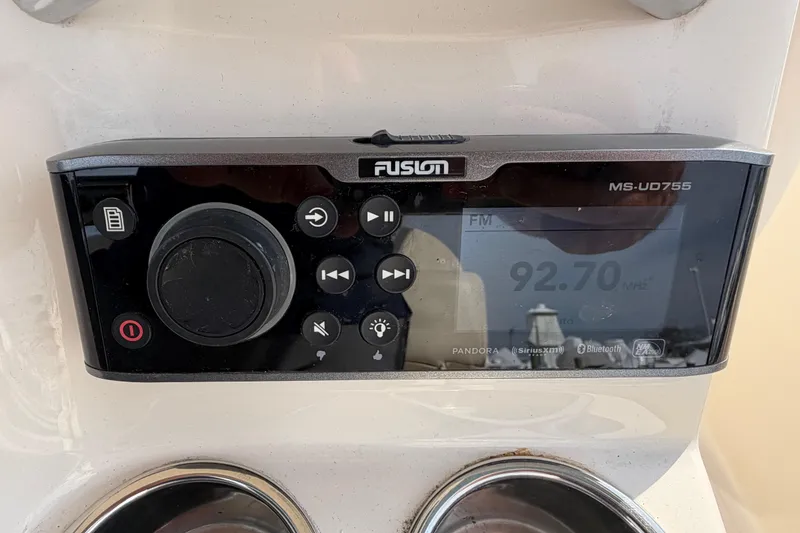 Slide: The Image of Fusion MS-UD755 marine stereo on 2018 Grady-White Fisherman 236 boat dashboard. - 27