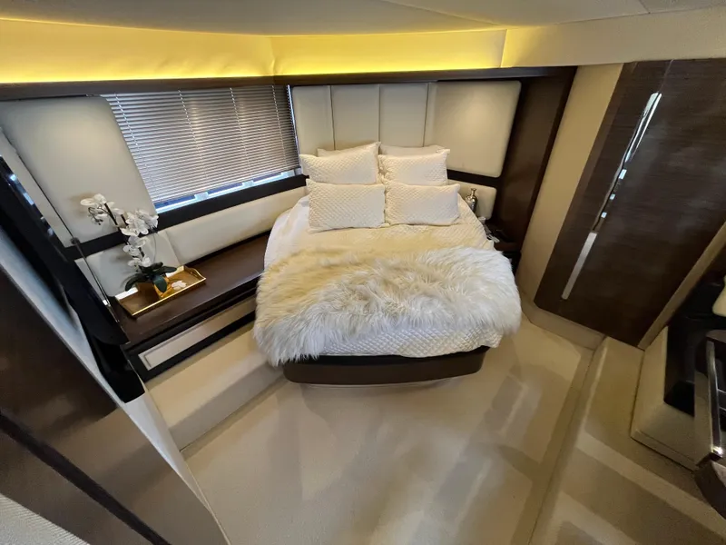 Slide: The Image of Luxurious bedroom interior of 2014 Azimut 55S yacht with plush bedding and elegant decor. - 30