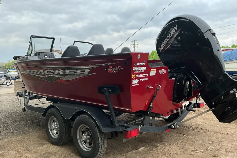 Slide: The Image of 2020 Tracker Targa V-18 WT boat with Mercury engine on trailer. - 4