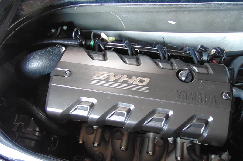 Slide: The Image of Engine of 2021 Yamaha WaveRunner FX Cruiser SVHO, showcasing SVHO branding. - 9