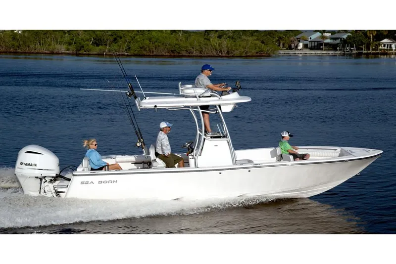 Slide: The Image of Manufacturer Provided Image: 2026 Sea Born LX24 Center Console on the water. - 2