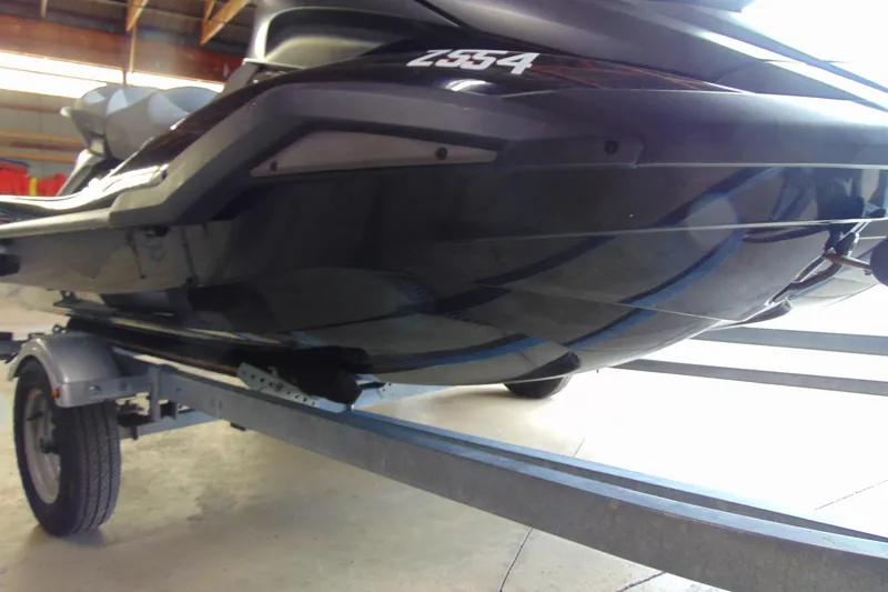 Slide: The Image of 2021 Yamaha WaveRunner FX Cruiser SVHO on trailer, showcasing sleek hull design. - 4