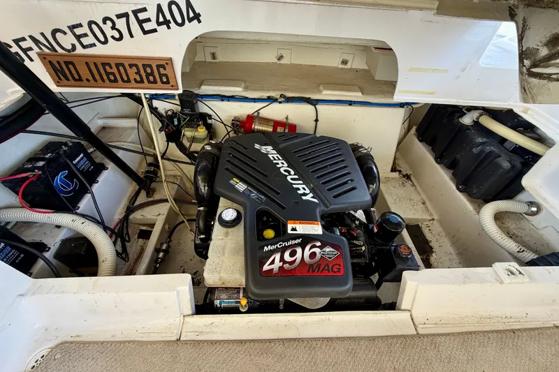 Slide: The Image of Engine compartment of 2004 Four Winns 280 Horizon with MerCruiser 496 MAG engine. - 30