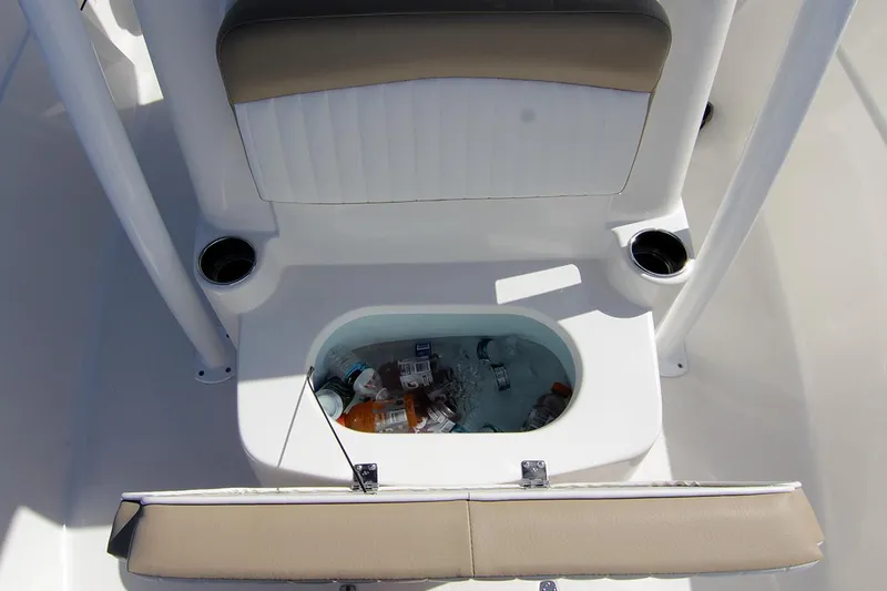 Slide: The Image of Manufacturer Provided Image: Sea Born LX22 Center Console 2026 cooler with drinks. - 5