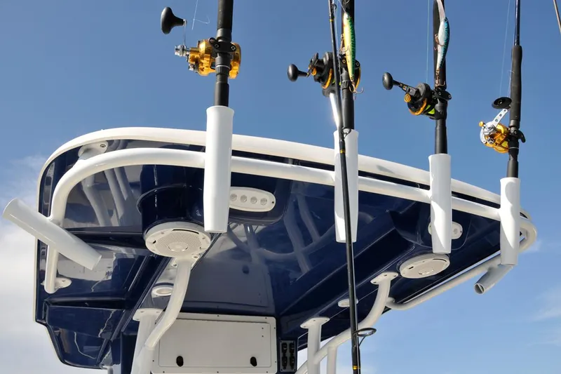 Slide: The Image of Manufacturer Provided Image: Fishing rod holders on Sea Born LX22 Center Console 2026. - 9