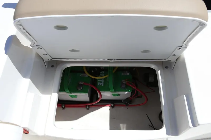 Slide: The Image of Manufacturer Provided Image: Battery compartment of Sea Born LX21 Center Console 2026. - 13