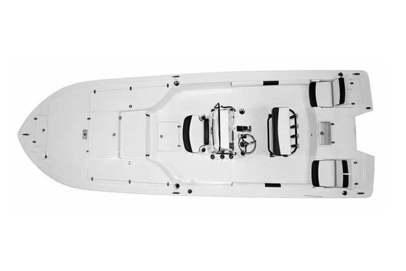 Slide: The Image of Manufacturer Provided Image: 2025 Sea Born FX24 Bay boat, top view, showcasing spacious deck layout and seating arrangement. - 10