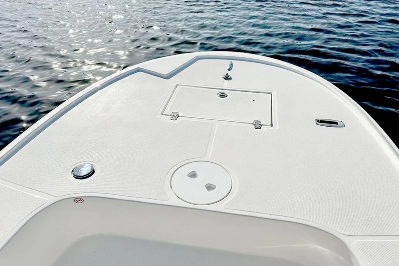 Slide: The Image of Manufacturer Provided Image: Bow of 2025 Spyder FX17 Flicker boat on calm water. - 3