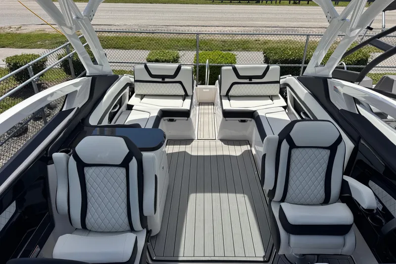 Slide: The Image of Luxurious interior of 2026 Yamaha Boats 275SD with elegant seating and modern design. - 30