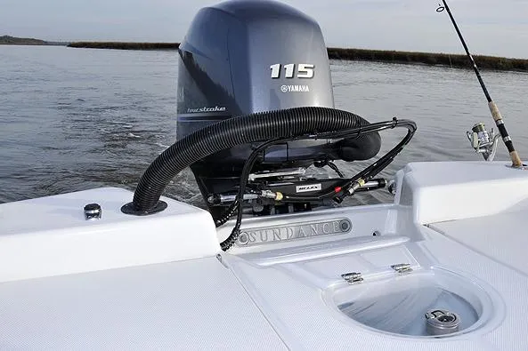 Slide: The Image of Manufacturer Provided Image: 2025 Sundance DX20 boat with Yamaha 115 engine on calm water. - 13