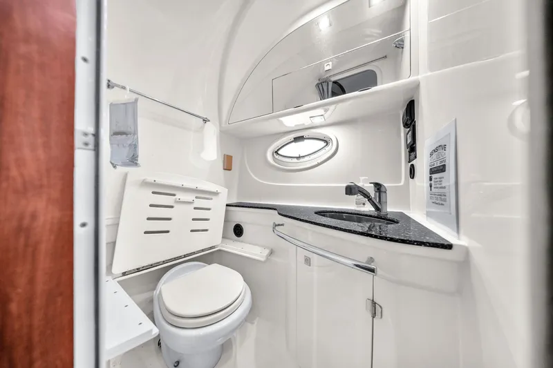 Slide: The Image of 2014 Monterey 320 Sport Yacht bathroom with modern fixtures and sleek design. - 36