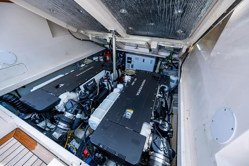 Slide: The Image of Engine compartment of 2011 Hinckley Picnic Boat 37 MKIII with Volvo Penta engines. - 24