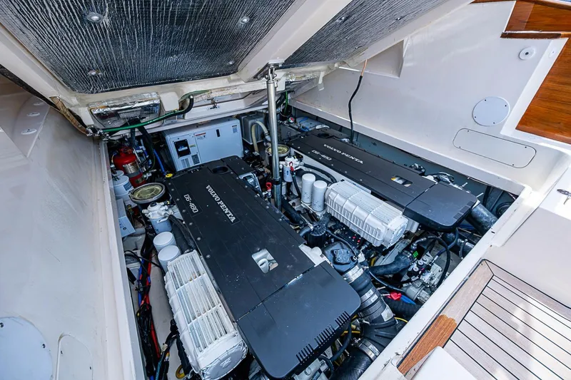 Slide: The Image of Engine compartment of 2011 Hinckley Picnic Boat 37 MKIII with Volvo Penta engines. - 25