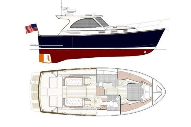 Slide: The Image of Yellow boat propeller and rudder assembly, Legacy 32 model, 2007. - 22