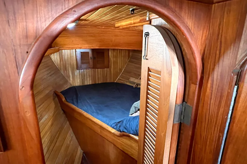 Slide: The Image of Cozy wooden cabin interior of 1983 Westsail 42 Center Cockpit sailboat. - 38