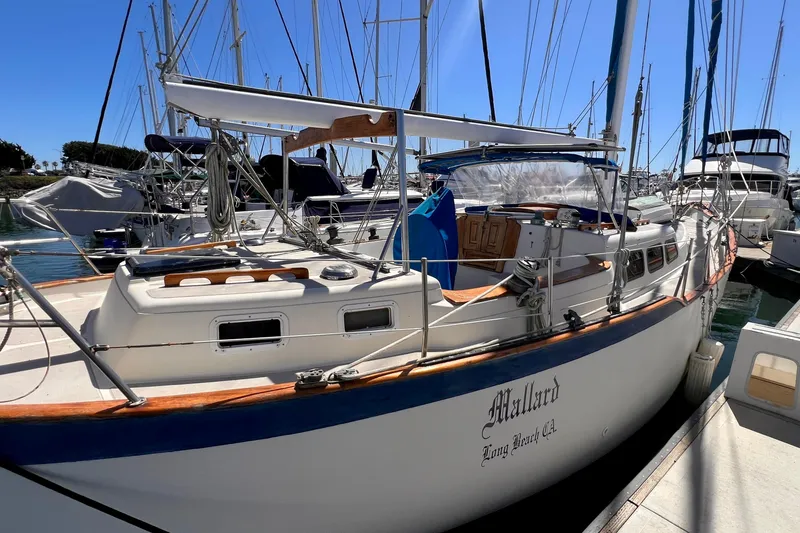 Slide: The Image of 1983 Westsail 42 Center Cockpit sailboat docked in marina, Long Beach, CA. - 7