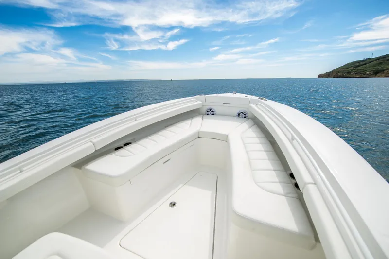 Slide: The Image of 2026 Regulator 23 boat interior with ocean view and clear blue sky. - 6