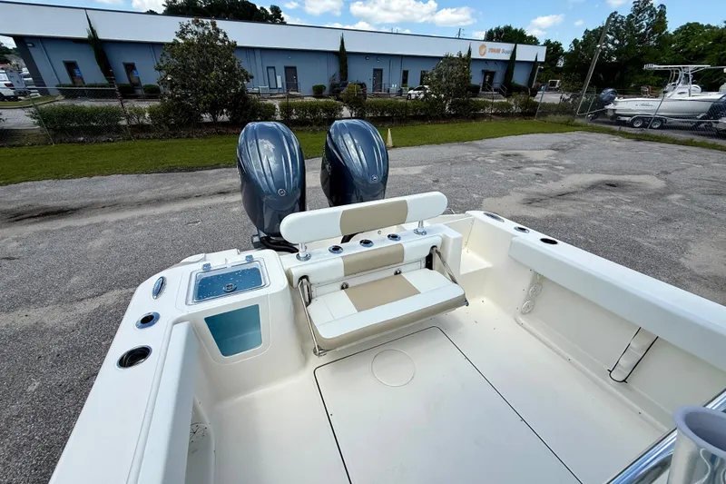 Slide: The Image of 2026 Bulls Bay 255 Center Console boat with dual engines and spacious seating area. - 10