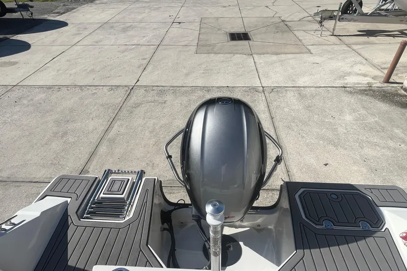 Slide: The Image of 2025 Starcraft SVX 171 OB boat with outboard motor on concrete surface. - 19