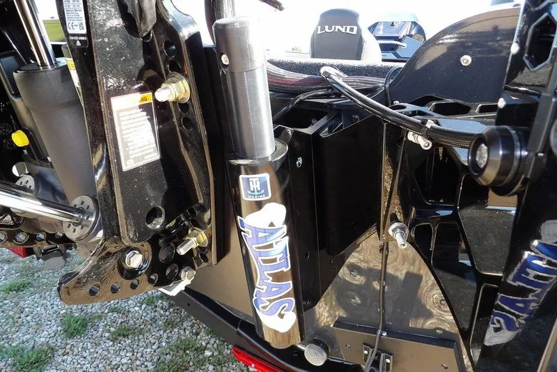 Slide: The Image of Close-up of 2026 Lund 2075 Pro-V Bass XS boat motor components. - 24