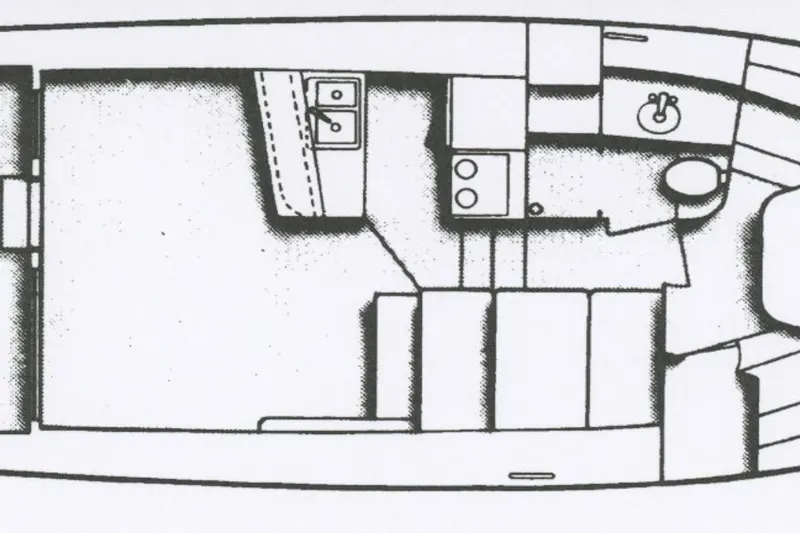Slide: The Image of Floor plan of 1990 Chris-Craft 392 Commander yacht, showing interior layout. - 32