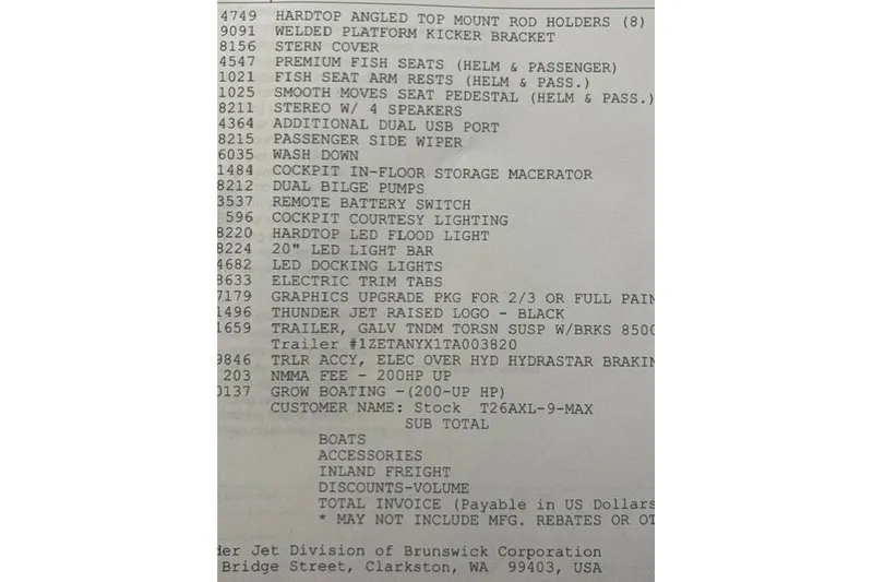 Slide: The Image of Thunder Jet 26 Alexis Pro XL 2026 features list with accessories and specifications. - 8