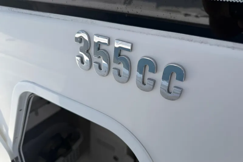 Slide: The Image of Close-up of Everglades 355 Center Console boat model emblem, 2018. - 30