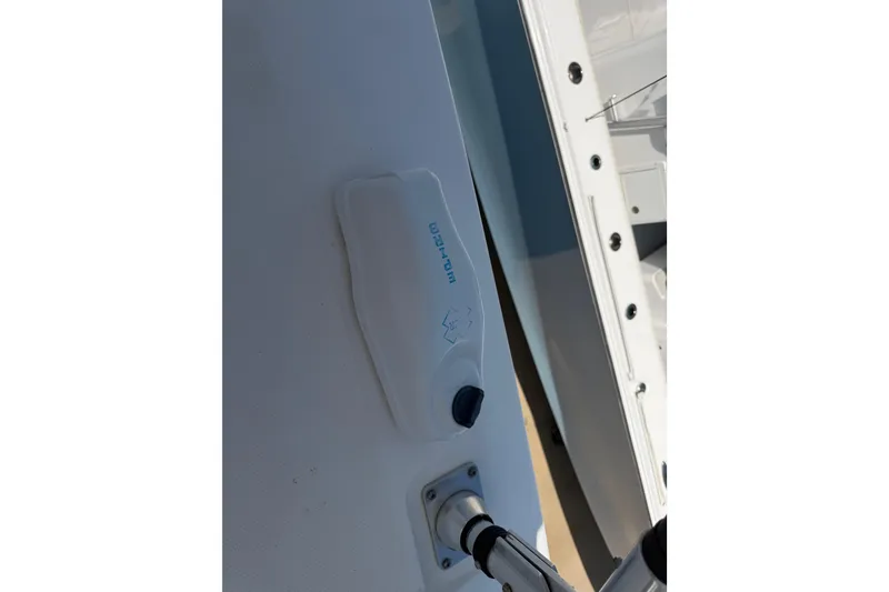 Slide: The Image of Close-up of a 2018 Everglades 355 Center Console boat detail. - 63