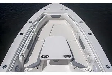 Slide: The Image of Manufacturer Provided Image: 2018 Everglades 355 Center Console boat with spacious seating and table. - 8