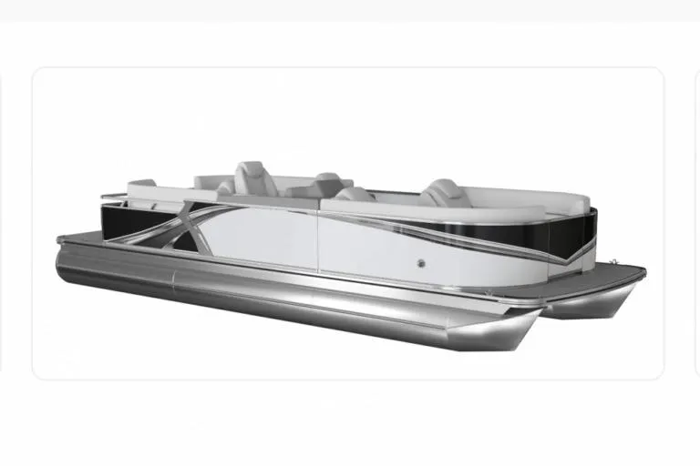 The Image of 2026 Tahoe Pontoon LTZ Quad Lounger, sleek design, luxury seating, silver and white finish. - 1