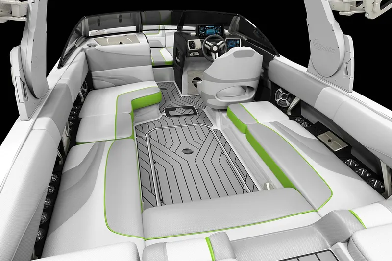Slide: The Image of Manufacturer Provided Image: 2017 Malibu Wakesetter 24 MXZ interior with spacious seating and modern dashboard. - 54