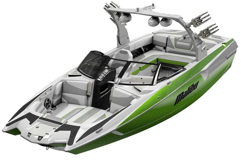 Slide: The Image of Manufacturer Provided Image: 2017 Malibu Wakesetter 24 MXZ boat, green and white, top view. - 58
