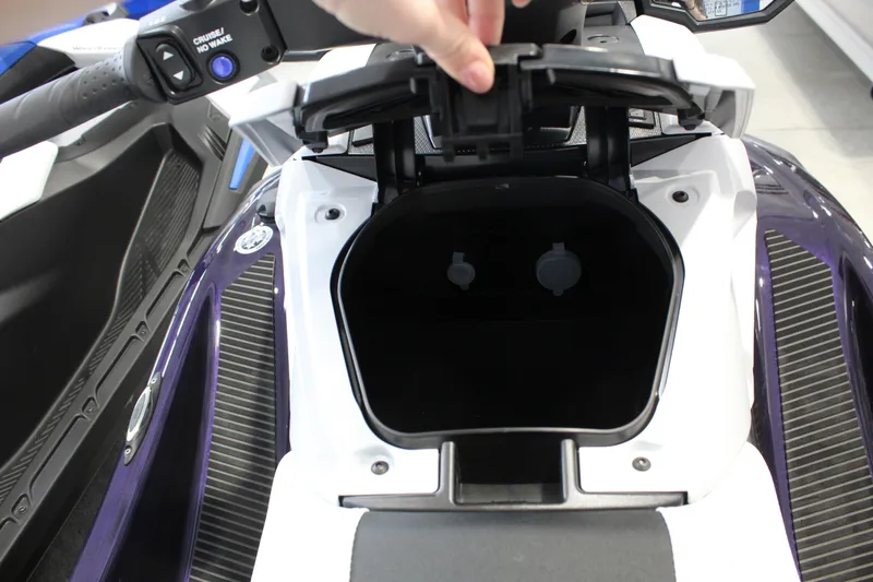 Slide: The Image of 2026 Yamaha WaveRunner VX Cruiser HO storage compartment open, showcasing interior space. - 5
