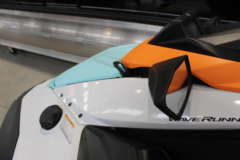 Slide: The Image of 2026 Yamaha WaveRunner JetBlaster LTD, close-up of colorful design and features. - 2