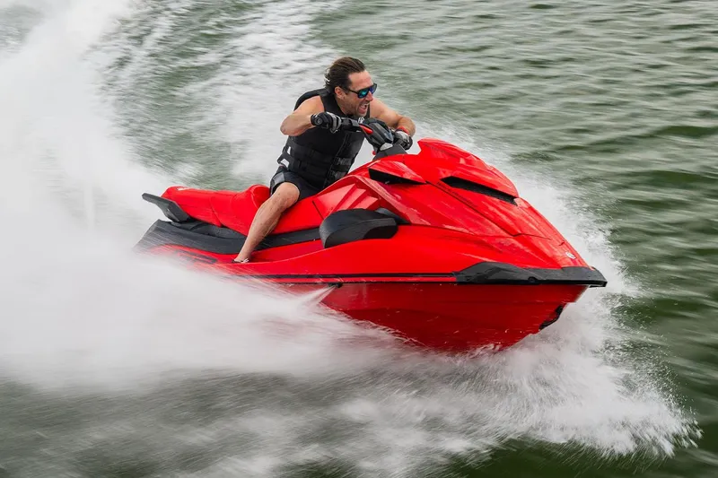 Slide: The Image of Manufacturer Provided Image: 2026 Yamaha WaveRunner GP SVHO jet ski speeding on water. - 10