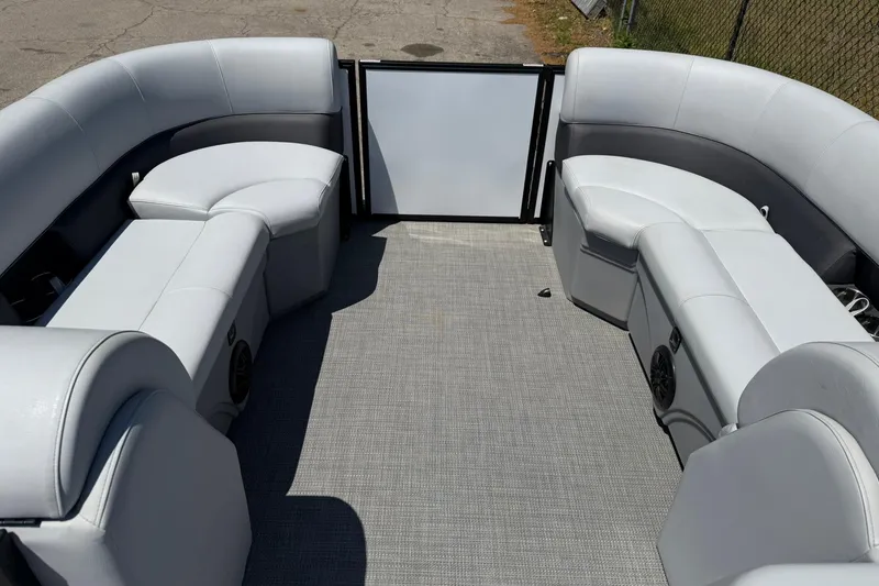 Slide: The Image of 2023 Bentley Pontoons 220 SWINGBACK interior with luxurious seating and spacious layout. - 5
