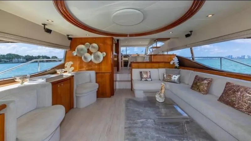 Slide: The Image of Luxurious interior of 2005 Ferretti Yachts 680 with elegant seating and decor. - 5