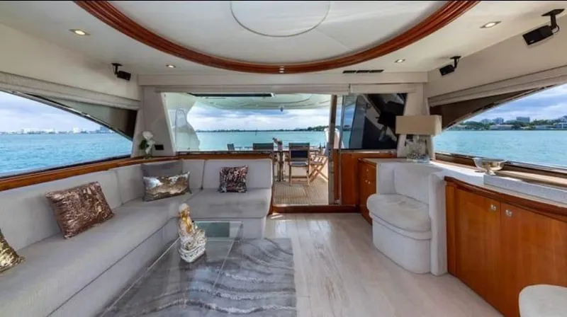 Slide: The Image of Luxurious interior of 2005 Ferretti Yachts 680 with ocean view and elegant furnishings. - 6