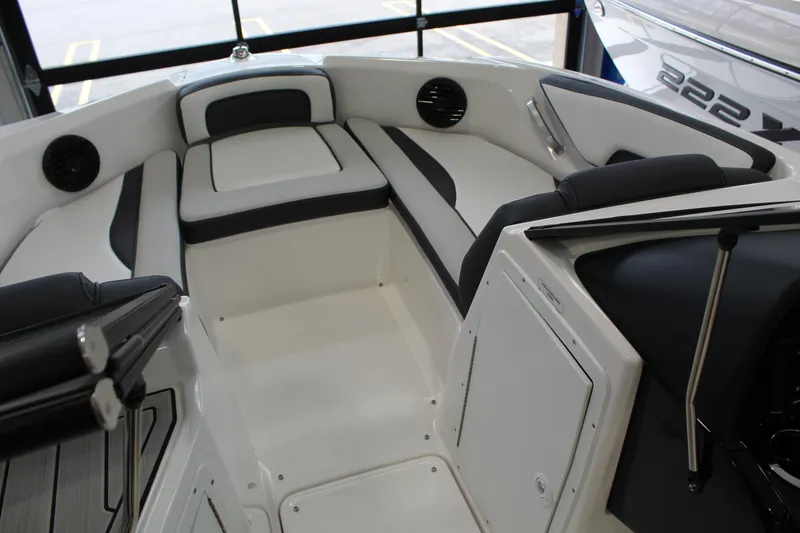 Slide: The Image of 2026 Yamaha Boats 195S interior with sleek seating and modern design. - 7
