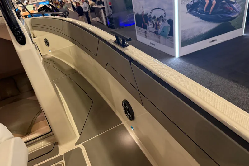 Slide: The Image of Interior view of 2027 Navan T30 boat at an exhibition. - 16