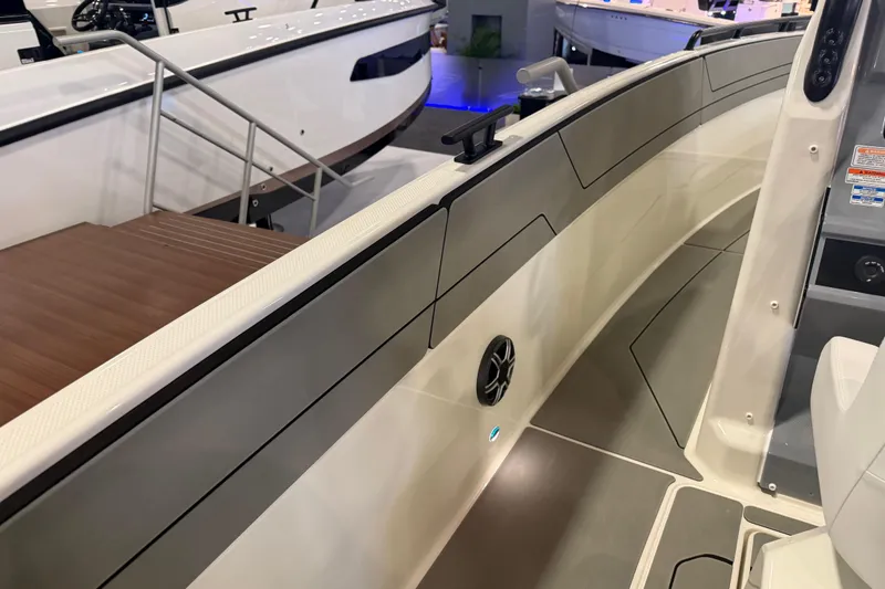Slide: The Image of 2027 Navan T30 boat interior with sleek design and modern features. - 17